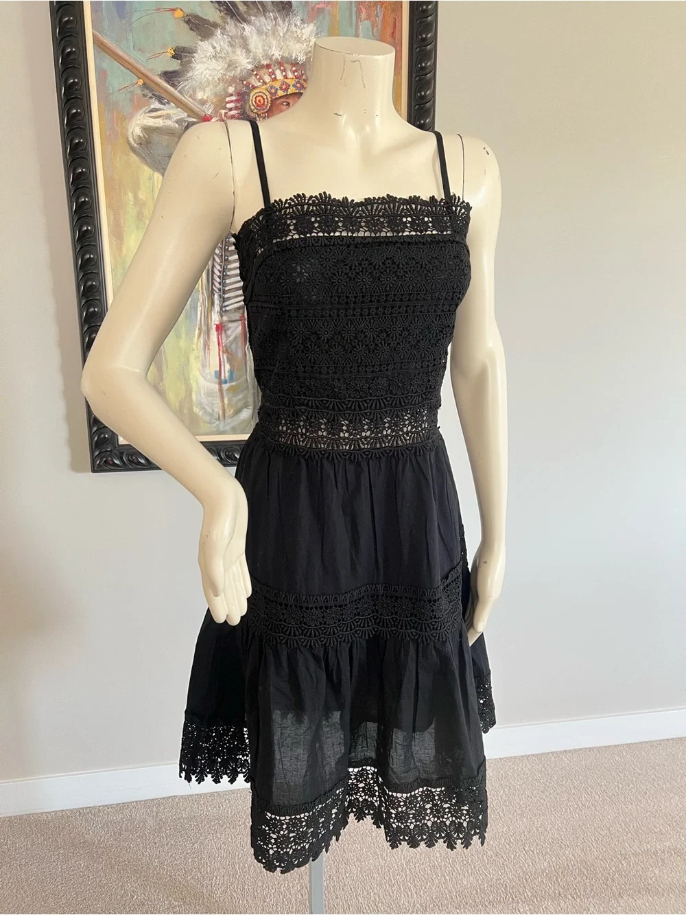 River Island Black Lace Cotton Dress - Picture 4 of 15